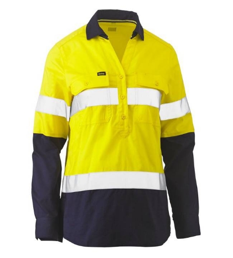 Picture of Bisley,Women's Taped Hi Vis Stretch V-Neck Shirt